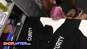 Burglar catches tattooed teen Luna Legend shoplifting candy in office doggystyle pounding by Jovan Jordan