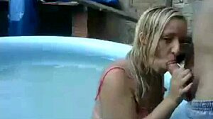 i blonde show off big ass by pool in outdoor webcam
