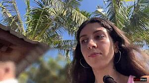 Crazy Cumwalk on Beach with Facial and Swallow in Public