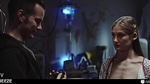 Tiffany Tatum gets freeze fucked as a hot blonde sex doll in time stop action. Bent over doggystyle with face fucking leading to overflowing creampie and cum in mouth swallow.