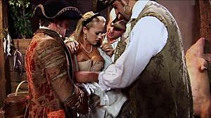 the blonde beauty finally lives her fantasy getting fucked rough by three cocks in a group session moaning loudly