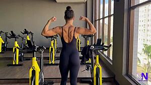 Latina fitness babe teases all day before hard missionary fuck ends in bedroom creampie.