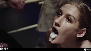 Tiffany Tatum gets freeze fucked as a hot blonde sex doll in time stop action. Bent over doggystyle with face fucking leading to overflowing creampie and cum in mouth swallow.