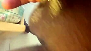 Muscular black bodybuilder deepthroats sextoy in dorm pov after work with fast cum.