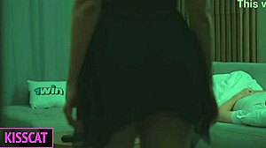 stepson gropes stepmom's big tits in shared bed then she rides him cowgirl next day with passionate moans