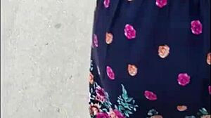 following mature milf in street with skirt and thong for big ass view