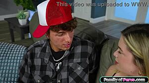 Blonde Teen Stepsister Gives Sloppy Blowjob and Rides Big Cock in Taboo Sex