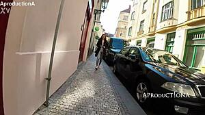 Cum Covered Czech Babe Gets Face Fucked and Rimjob in Public Street Wetting