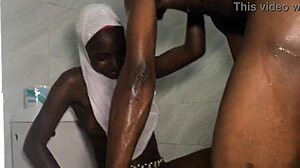 Make me squirt hard with rough ebony ass fucking! Water explodes from my submissive tits in quickie!