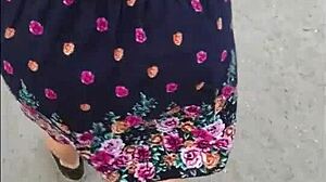 following mature milf in street with skirt and thong for big ass view