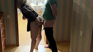 i felt so trapped when stepmom blocked the door and took my cock in her ass and mouth