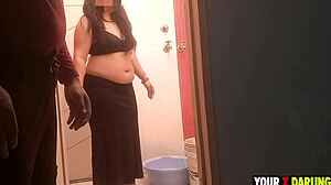 Stepmom Washes Clothes In Bathroom While Horny Stepson Shakes Penis At Her Big Ass Leading To Doggystyle Fuck