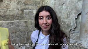 Three workers persuade a fragile inspector to fuck