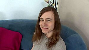 Slutty Brunette Gets Shaved Pussy Pounded Hard by Big White Dick in Bed