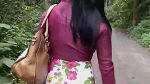 Latina Milf Flashing Big Clit And Blowjob In Nature