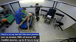 not so free health care with nurse sheila daniels in latex gloves!