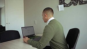 brunette colombian teen seduces boss with cowgirl riding and doggystyle fuck for office job quickie