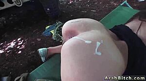 hey, this petite teen arab mistress is out in the army uniform, strapping on for some outdoor reality fun.