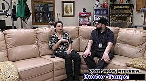 dr tampa performs tampa university entrance physical on mara luv with shaved pussy vibrator and gloves