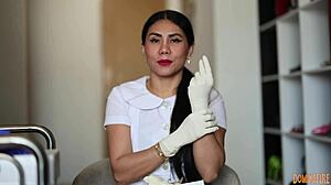 What happens when a nurse teases her patient with shiny latex gloves in a hospital room? Fetish dreams come true.