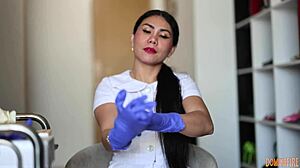 What happens when a nurse teases her patient with shiny latex gloves in a hospital room? Fetish dreams come true.