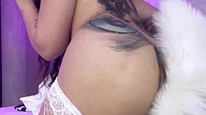 This naughty kitten with a split tongue just tested her new Svakom toy while masturbating wildly.