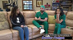 dr tampa performs tampa university entrance physical on mara luv with shaved pussy vibrator and gloves