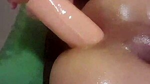 i stretch my tight shemale ass with huge 11 inch dildo in pov