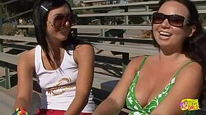 hey, that lesbian skater girl trailed the brunette home for some wild anal toy fun