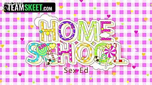 Stepmother starts anatomy class by seducing stepson into cheating threesome. Classroom turns wild with blowjobs, riding huge cocks, and taboo cumshots in private.