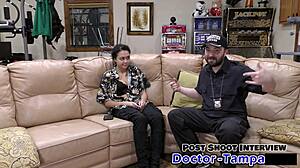 dr tampa performs tampa university entrance physical on mara luv with shaved pussy vibrator and gloves