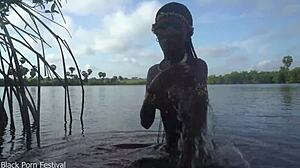 i see this hot skinny african village girl walking naked through her village looking for some outdoor action