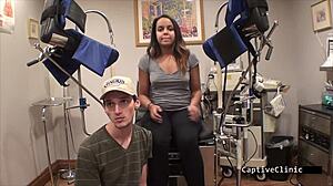 not so free health care with nurse sheila daniels in latex gloves!