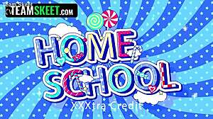 Stepmother starts anatomy class by seducing stepson into cheating threesome. Classroom turns wild with blowjobs, riding huge cocks, and taboo cumshots in private.