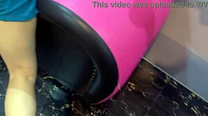 big ass girlfriend tests buttplug for oiled anal fuck in pov. she bends over as friend joins homemade session.