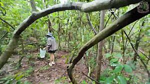 hey, thai girl walks and chats while picking mushrooms in the forest... wanna see her cute cosplay ass flash deep in nature?