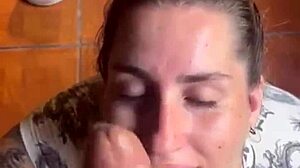 Doble Cum And Puke Slut Sucking Cock With Deepthroat Blonde Blowjob Cum In Mouth Girlfriend Spitting Sloppy Action