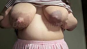 Why does this hot indian milf step mom tease big boobs on webcam?