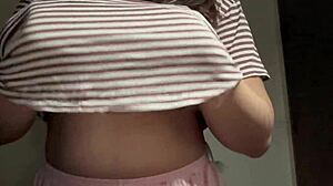 Why does this hot indian milf step mom tease big boobs on webcam?