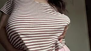 Why does this hot indian milf step mom tease big boobs on webcam?