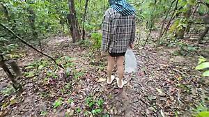 hey, thai girl walks and chats while picking mushrooms in the forest... wanna see her cute cosplay ass flash deep in nature?