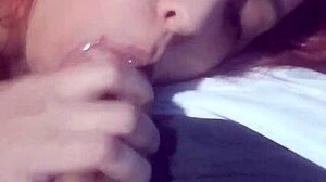 Teen amateur sucks big cock until cum fills mouth in blowjob close-up