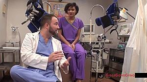 Jackie Banes handles tampa university entrance physical with nurse gloves and fetish humiliation in hospital setting