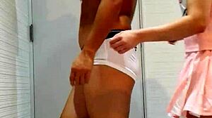 Ballbusting session features intense ball kicking action.