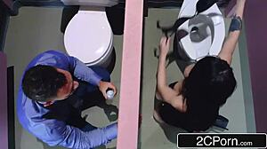 Busty Young 18+ Brunette Takes on Mystery Man Through Glory Hole Encounter