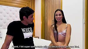 Colombian big booty babe Daniela Andrea takes rough doggystyle from big dick Mexican Aldo Moreno then swallows cum