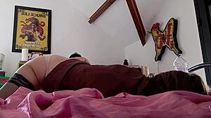 Oh yes! French amateur in satin lingerie gets doggystyle fuck with blowjob and rimjob!