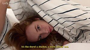 Stepbrother surprises stepsister by warming her up with his hard cock