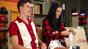 Feeling so thrilled on our bowling alley free use date with stepmom and stepdaughter sharing intimate moments