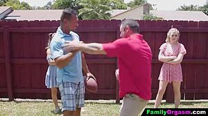 Petite Teen Daughters Ride Old Stepdads In Group Orgy